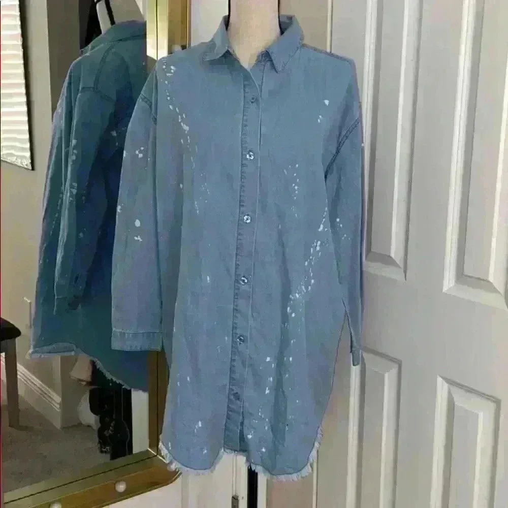 Venus splatter paint denim dress